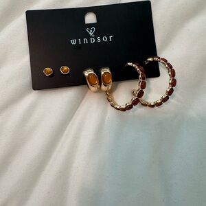 Windsor Gold and Brown Earring Trio